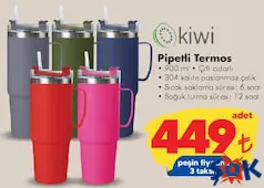 KİWİ PİPETLİ TERMOS 900 ML